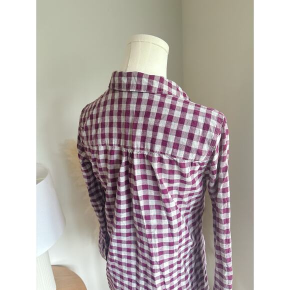 Madewell Market Gingham Button Up Shirt Size XS Purple Check Plaid Cabincore - Picture 8 of 9